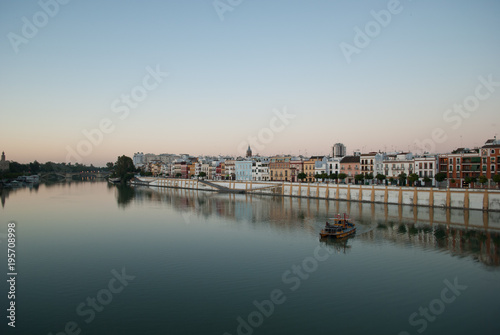 Sunrise in Seville  on the Guadalquivir river  in Spain