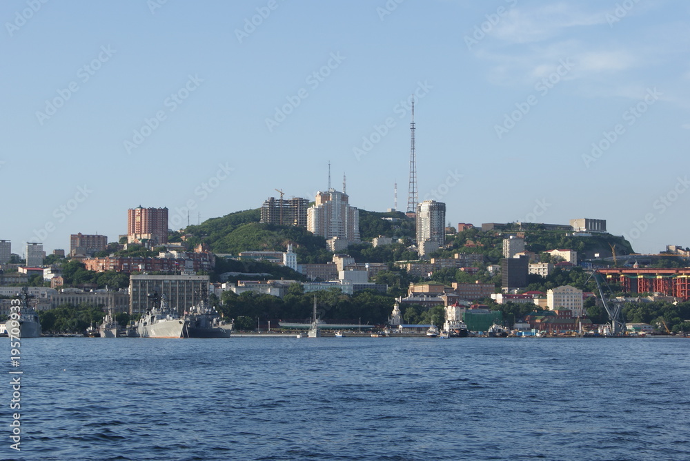Vladivostok. Close up view from Golden horn bay