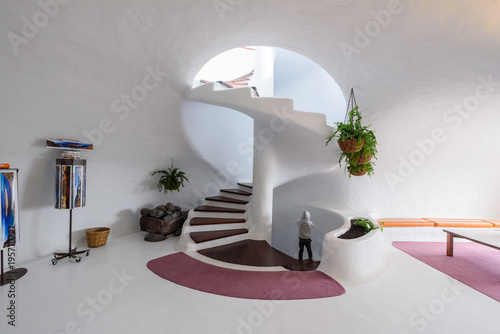 Interior of the gift shop in famous landmark Mirador del Rio, Touristic attraction in Lanzarote, Canary islands. photo