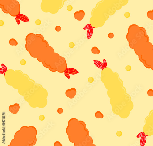 Shrimp tempura seamless pattern.