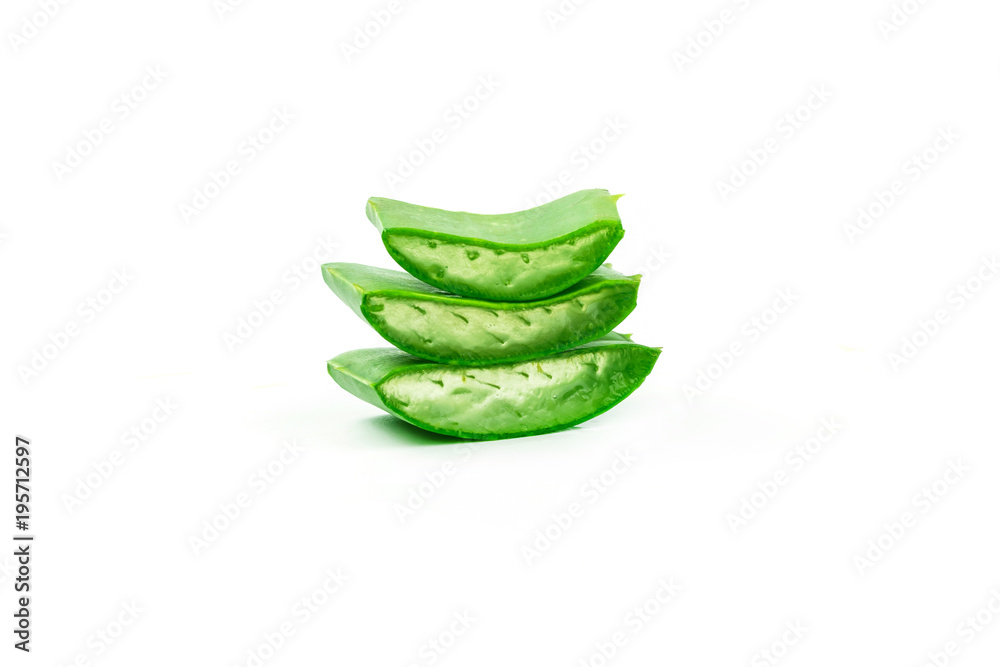 Sliced aloe vera leaves isolated Sliced aloe vera leaves isolated
