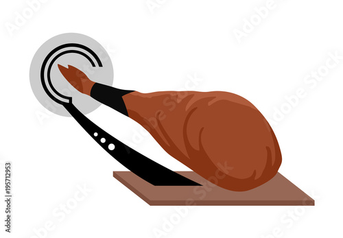 Iberian ham in table illustration