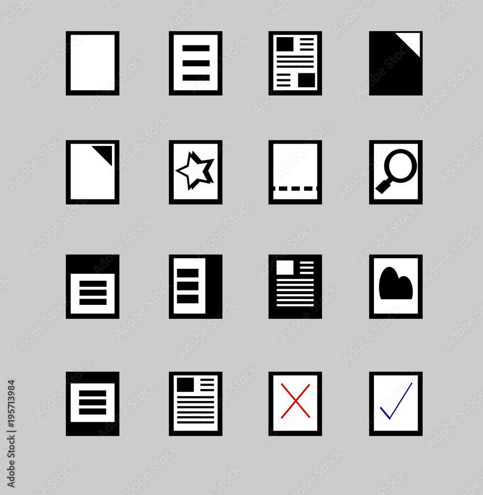 Set of paper and file document illustration. Set of paper and file document illustration.