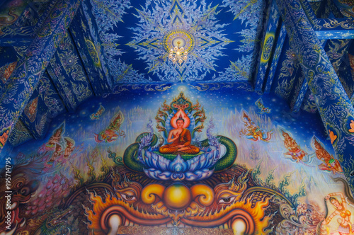 Beautiful painting at Wat Rong Sue Ten in Chiang Rai.