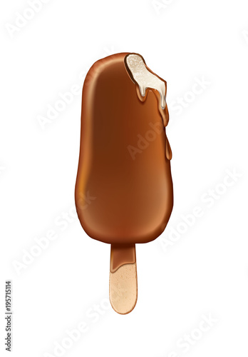 Vector 3d chocolate popsicle stick ice cream bar