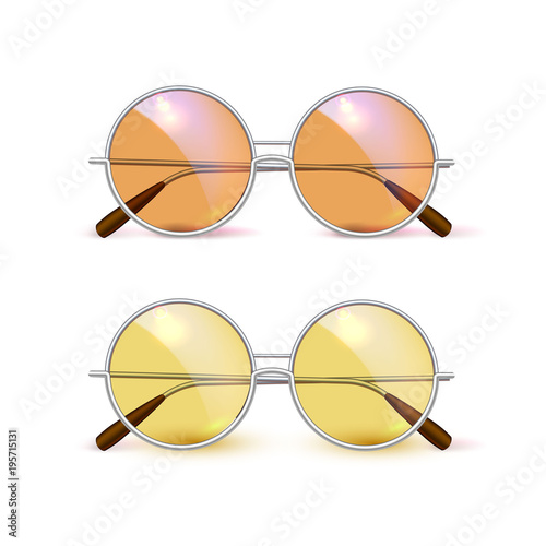 Vector realistic eyeglasses retro circle hipster