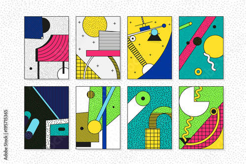 Colorful trend geometric pattern set