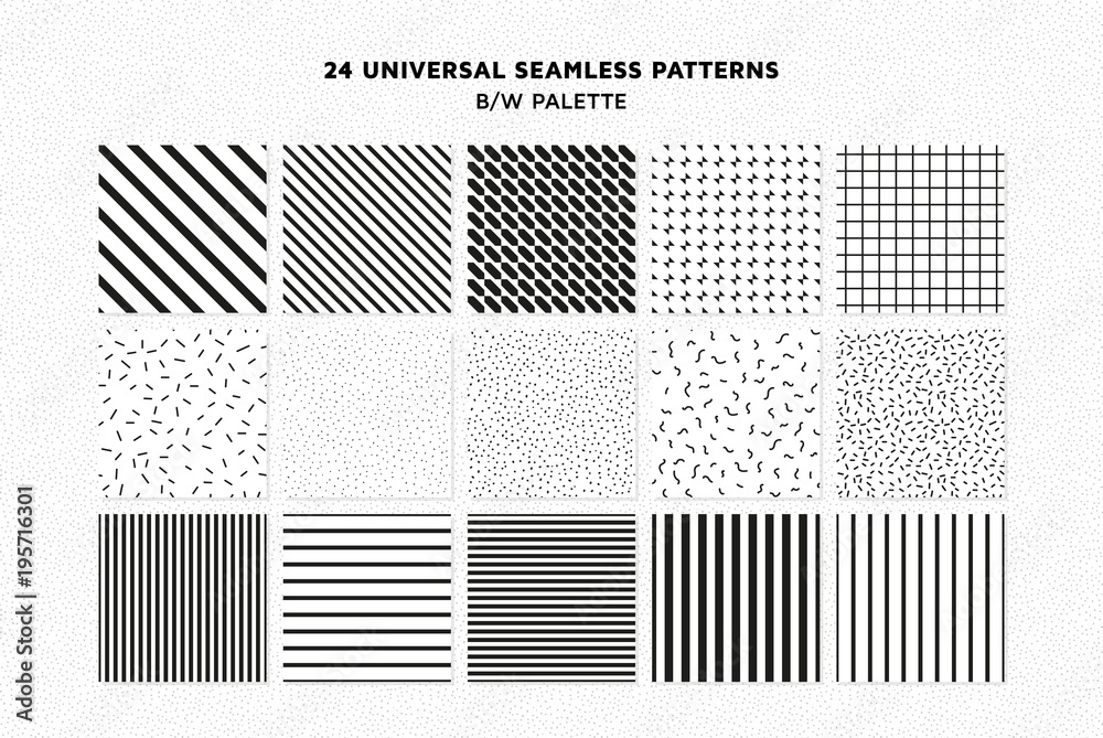 Universal vector seamless patterns set of simple elements Stock Vector ...
