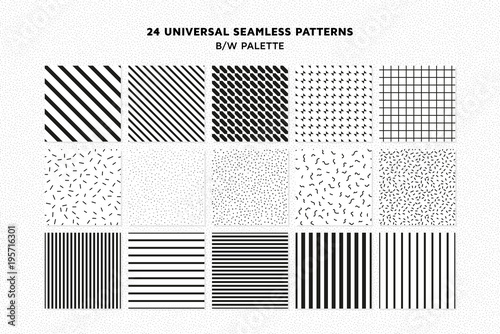 Universal vector seamless patterns set of simple elements photo