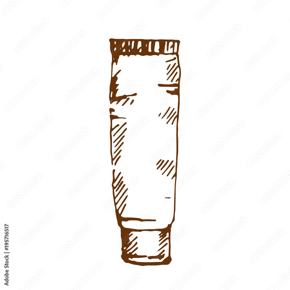 Hand drawn cosmetic tube mock-up for cream, tooth paste, gel, sauce, paint, glue. Sketched mock-up of cosmetic package. Hand drawn cosmetic tube mock-up for cream, tooth paste, gel, sauce, paint, glue. Sketched mock-up of cosmetic package.