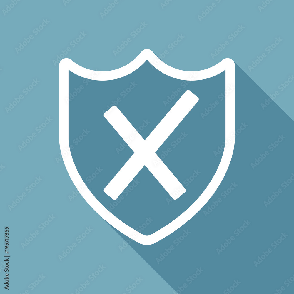 Fototapeta premium protection broken. simple icon. White flat icon with long shadow on background
