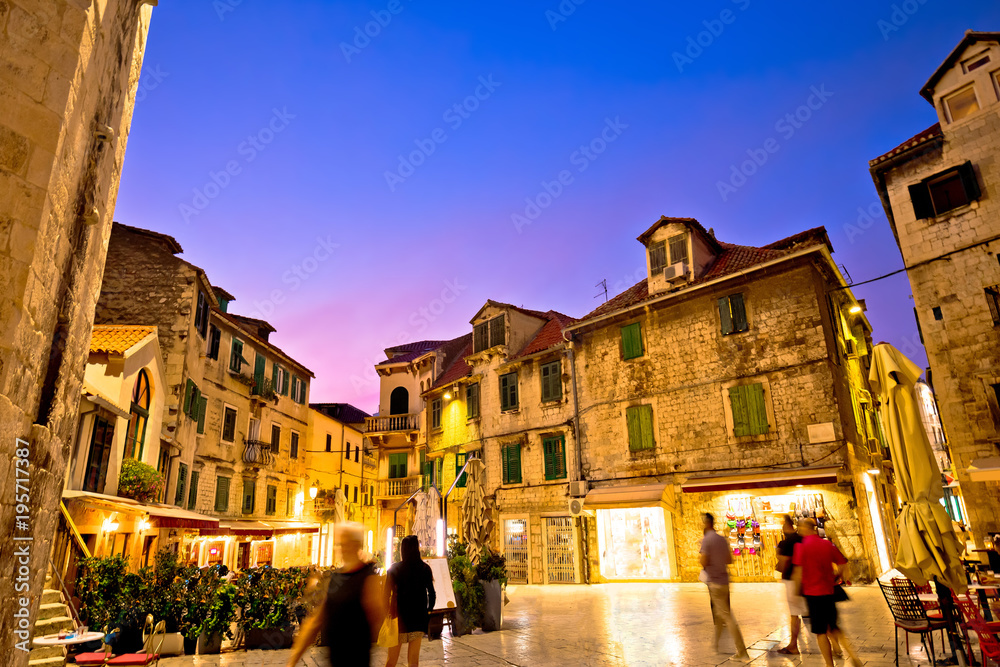 Split Diocletian's palace street evening view