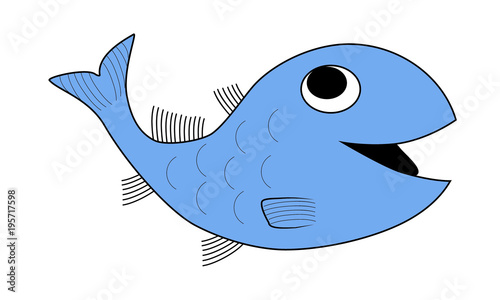 Blue marine fish illustration