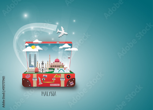 Malaysia Landmark Global Travel And Journey paper background. Vector Design Template.used for your advertisement, book, banner, template, travel business or presentation