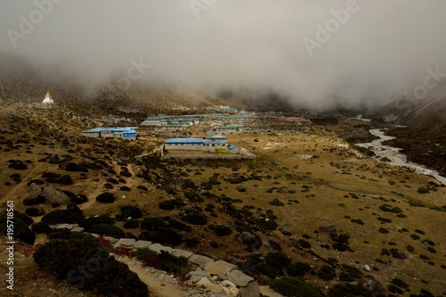 Foggy Dingboche, Pheriche, Solukhumbu District, Sagarmatha Zone, Himalayas, Nepal, Asia
