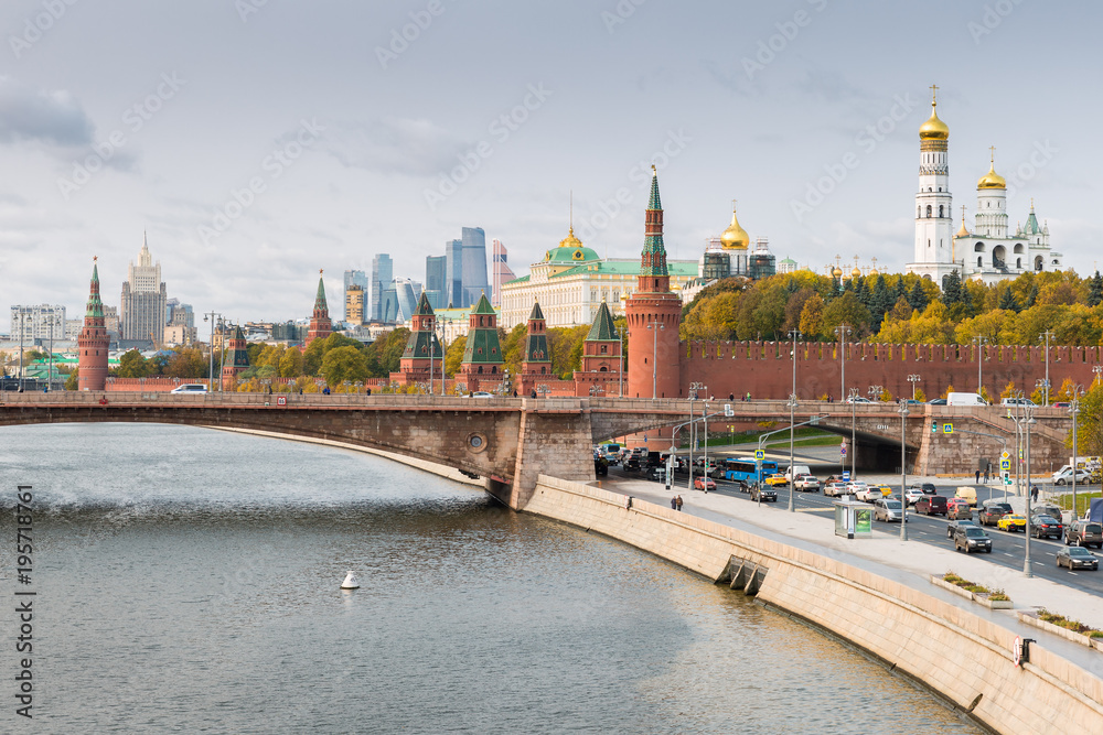 Kremlin, Embankment of Moscow River in Moscow, Russia