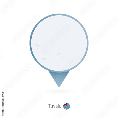 Map pin with detailed map of Tuvalu and neighboring countries.