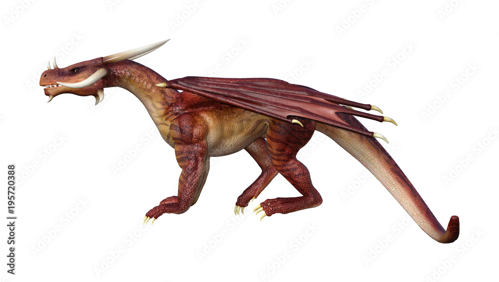 Obraz premium 3D Rendering Fantasy Dragon on White