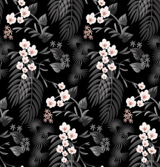 Wandcirkels Orchidee patronen Tropisch patroon met witte orchideeën  © lunokot
