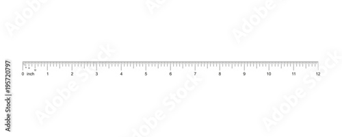 Ruler 12 inch. 12-inch grid with a division of 1/2 1/4 1/8 1/16 1/32. Measuring tool. Ruler Graduation. Ruler grid 12-inch. Size indicator units. Metric inch size indicators. Vector AI10