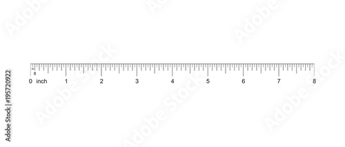 Ruler 8 inch. 8-inch grid with a division of 1/2 1/4 1/8 1/16. Measuring tool. Ruler Graduation. Ruler grid 8-inch. Size indicator units. Metric inch size indicators. Vector AI10