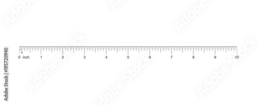 Ruler 10 inch. 10-inch grid with a division of 1/2 1/4 1/8 1/16. Measuring tool. Ruler Graduation. Ruler grid 10-inch. Size indicator units. Metric inch size indicators. Vector AI10