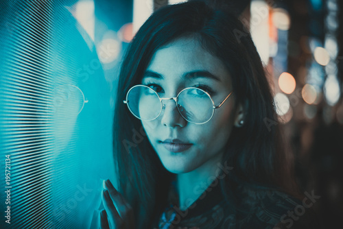 Canvas Print Beautiful asian japanese girl street portraits