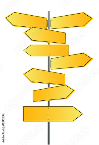 Vector Street Signs. Vector illustrationof 3 way Street Signs pointing in opposite directions