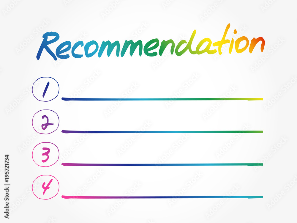 Recommendation Blank List, business concept background Recommendation Blank List, business concept background