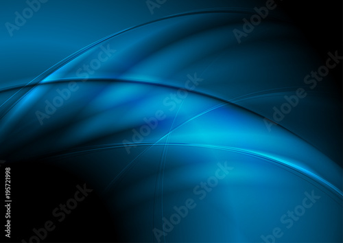 Dark blue abstract smooth waves background