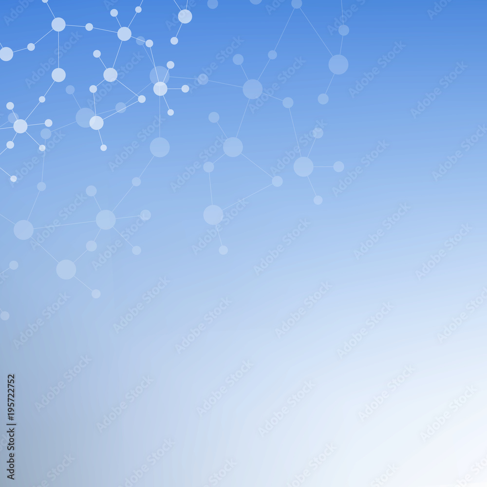 Fototapeta premium Structure molecule and communication. Dna, atom, neurons. Scientific concept for your design. Connected lines with dots. Medical, technology, chemistry, science background. illustration.