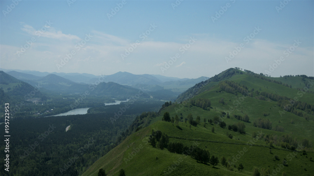 River, mountains, summer