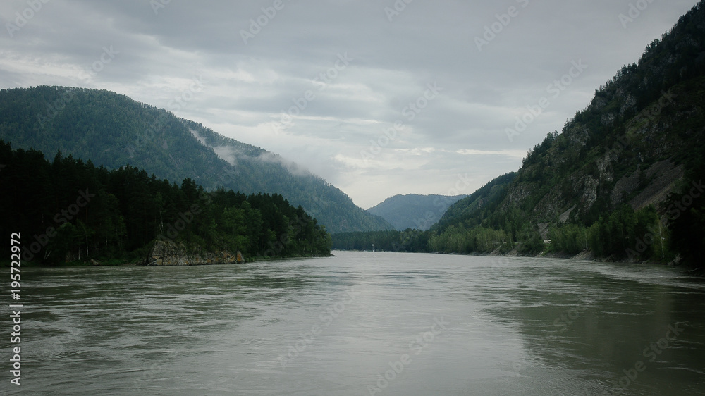 River between mountains in the Russia