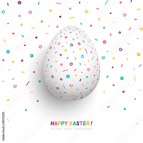 White egg with funky geometric pattern