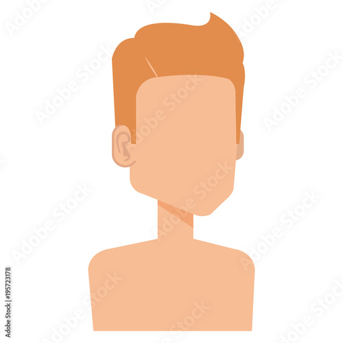 young man shirtless avatar character vector illustration design