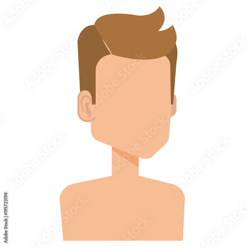 young man shirtless avatar character vector illustration design