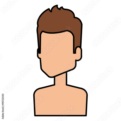 young man shirtless avatar character vector illustration design