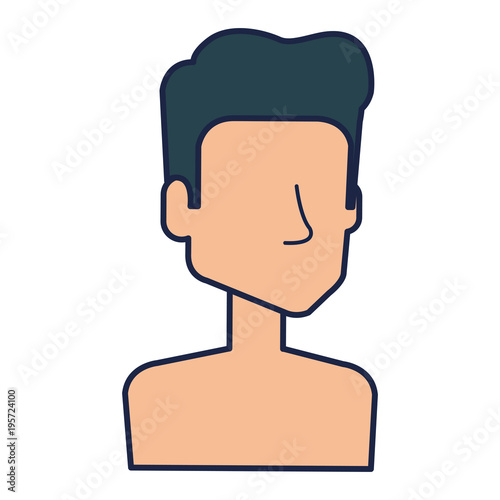 young man shirtless avatar character vector illustration design