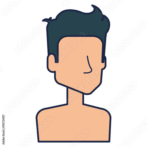 young man shirtless avatar character vector illustration design