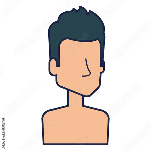 young man shirtless avatar character vector illustration design