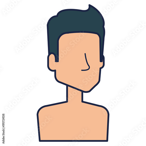 young man shirtless avatar character vector illustration design