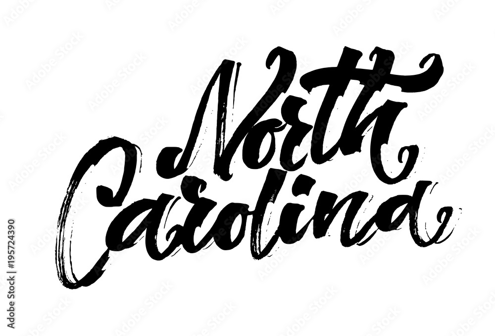 North Carolina. Modern Calligraphy Hand Lettering for Serigraphy Print North Carolina. Modern Calligraphy Hand Lettering for Serigraphy Print