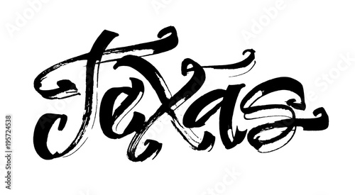 Texas. Modern Calligraphy Hand Lettering for Serigraphy Print