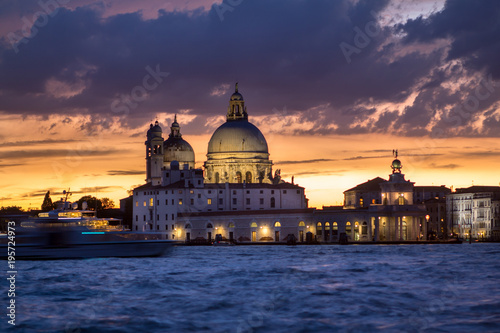 Basilica Santa Maria della salute at sunset, Venice