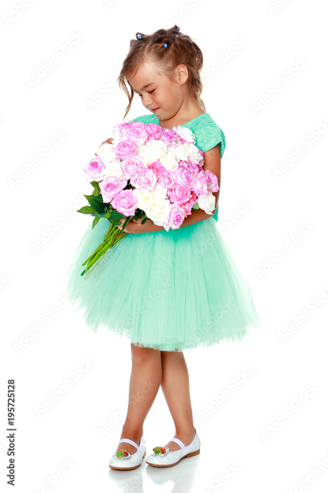 Little girl with a bouquet of flowers Little girl with a bouquet of flowers