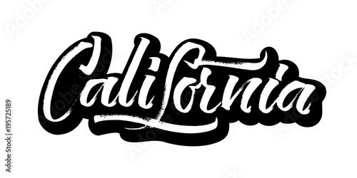 California. Sticker. Modern Calligraphy Hand Lettering for Serigraphy Print