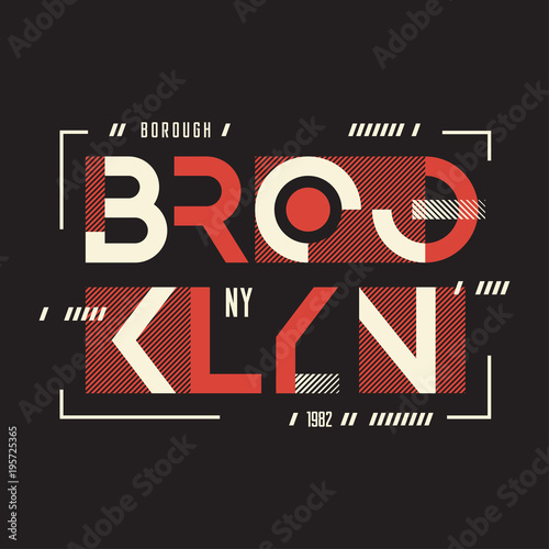 Broolklyn vector t-shirt and apparel geometric design, typograph