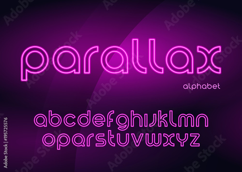 Parallax vector linear neon typefaces, alphabet, letters, font, 