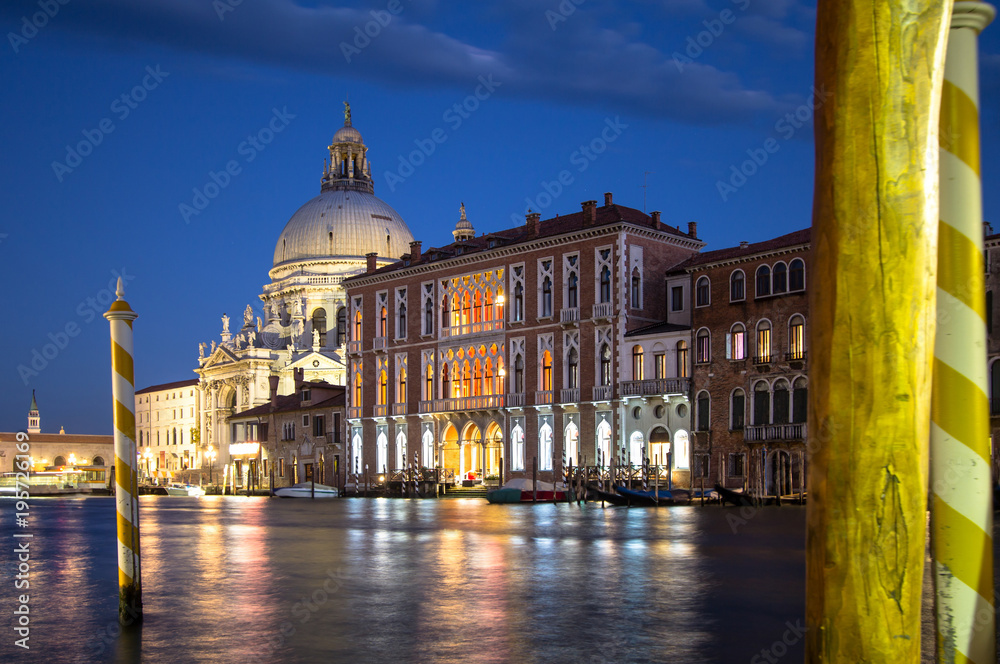Basilica Santa Maria della Salute at night, Venice, Italy