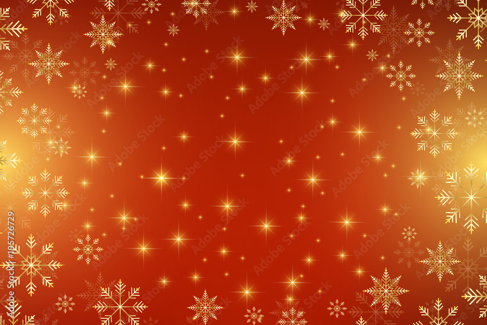 Christmas and Happy New Years background with golden snowflakes, illustration.